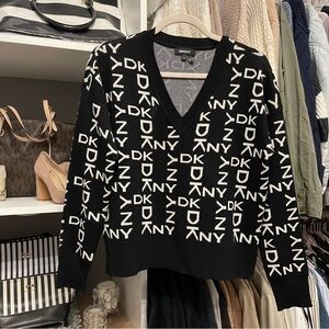 DKNY Black and Gray Textured Cardigan